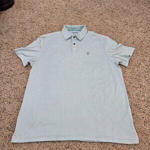 Izod Golf w/Stretch Green & White Strips Men's Size Large